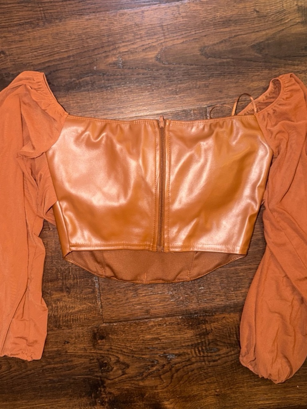 Rust Brown Women's Off-Shoulder Corset Top - Picture 3 of 6
